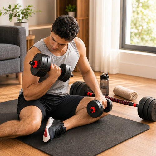 Dumbbells and Weight Kit 10kg 15kg 20kg 30kg 40kg, 2-in-1 Weight Set with Straight Bar and Coated Discs, Dumbbells for Home Fitness, Bodybuilding, Strength Training, Gym and Sports Exercises