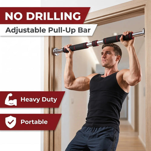 60-105cm Door Pull Up Bar Telescopic Doorway Pull Up Bar Non-Slip Chin-Up Fitness Equipment Adjustable Pull Up Bar for Exercise Home Workout ,Gym Chin Up Training,Sport Fitness Door Horizontal Trainer No Screw Installation Po