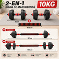 Dumbbells and Weight Kit 10kg 15kg 20kg 30kg 40kg, 2-in-1 Weight Set with Straight Bar and Coated Discs, Dumbbells for Home Fitness, Bodybuilding, Strength Training, Gym and Sports Exercises